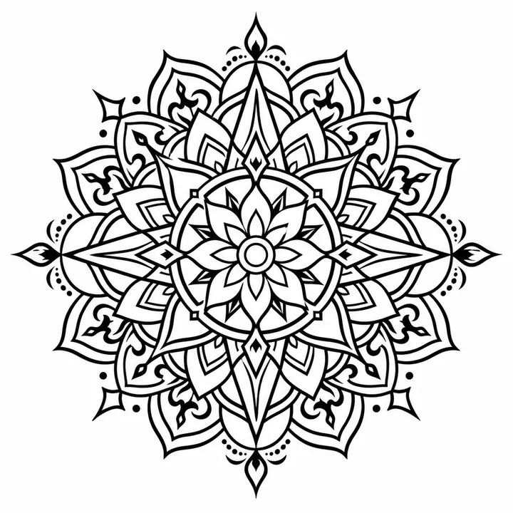 Zen and anti-stress mandalas with calm symmetry, lotus details and smooth coloring spaces.
