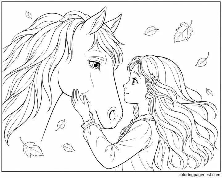 Child and Their Horse Coloring Page Free