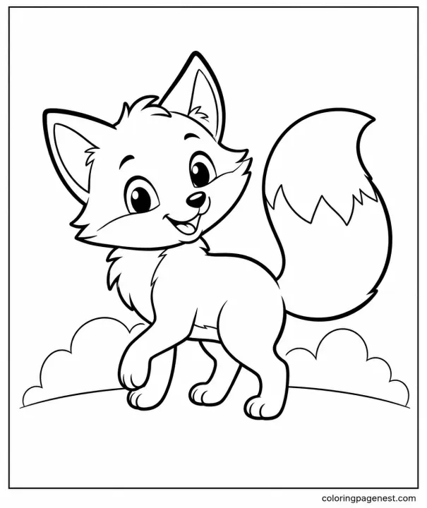 Easy Fox Coloring Page for Kids