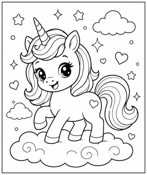 Sweet And Adorable Unicorn Coloring Page Free Printable